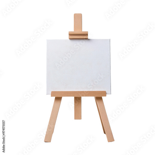 A blank s on a wooden easel, ready for painting or . Ideal for art projects and creative showcases.