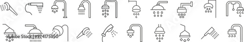 Signs of Shower for Shops and Stores. Suitable for books, stores, shops. Editable stroke in minimalistic outline style. Symbol for design