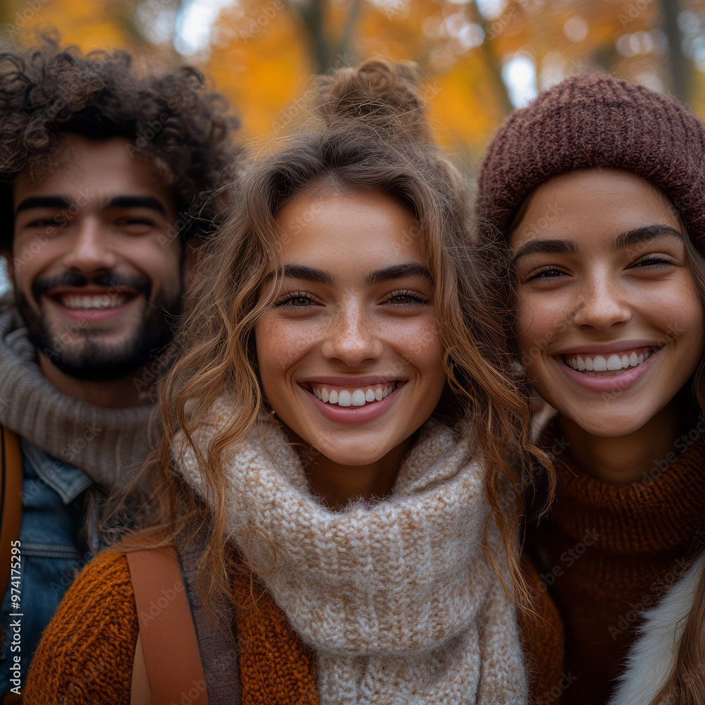 A group of young adults of different races taking a selfie together, all smiling, A group of young adults of different races taking a selfie together, all smiling,