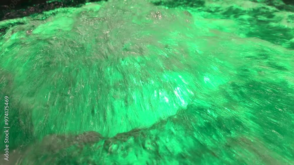 Close-up water bubbling in jacuzzi spa in swimming pool. Alluring green ...