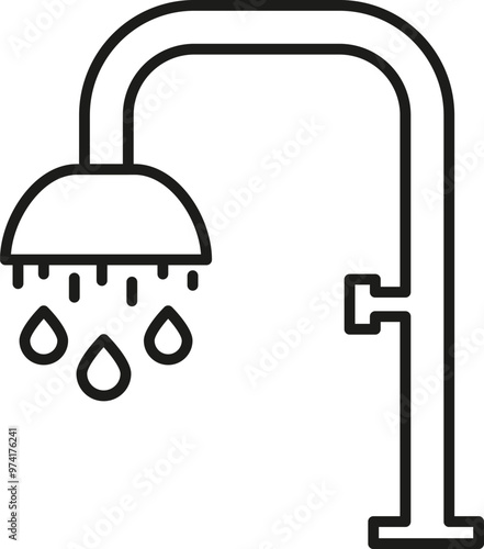 Shower Minimalistic Icon Drawn with Black Thin Line