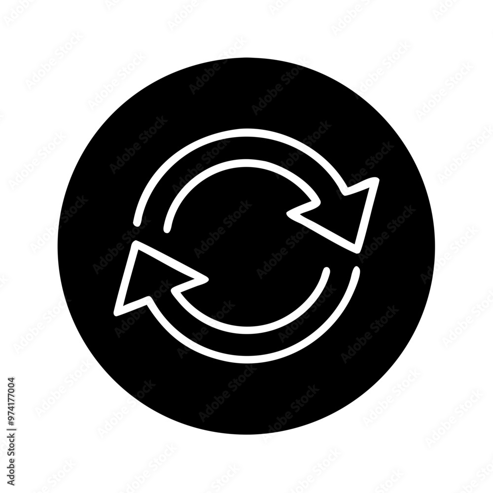 Refresh arrow vector icon in a circular design on a black background for reload concept
Refresh arrow vector icon in a circular design on a black background for reload concept
