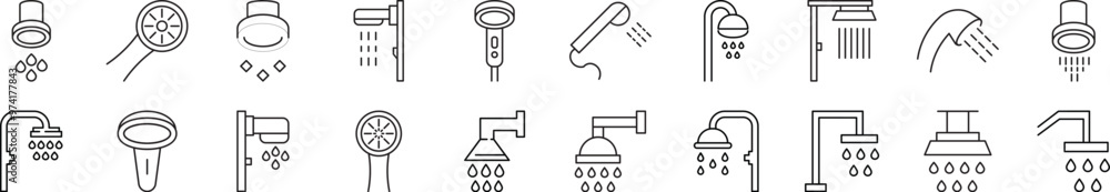 Shower Modern Thin Line Icons. Perfect for design, infographics, web sites, apps. Shower Modern Thin Line Icons. Perfect for design, infographics, web sites, apps.