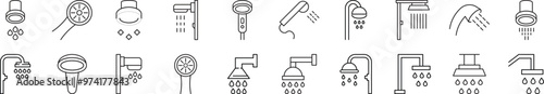 Shower Modern Thin Line Icons. Perfect for design, infographics, web sites, apps.