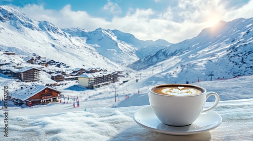 Winter Ski Resort Coffee Scene photo