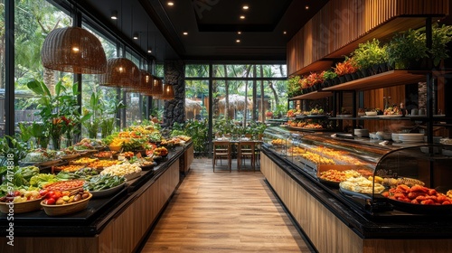 Restaurant Buffet with Abundant Food Selection photo