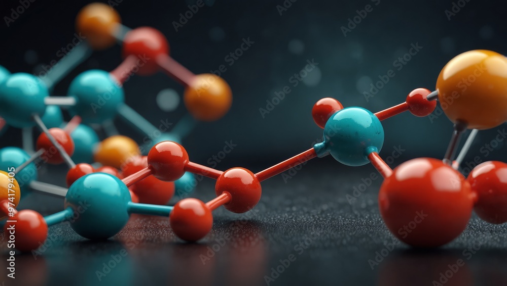 Obraz premium Science background molecule and atom model