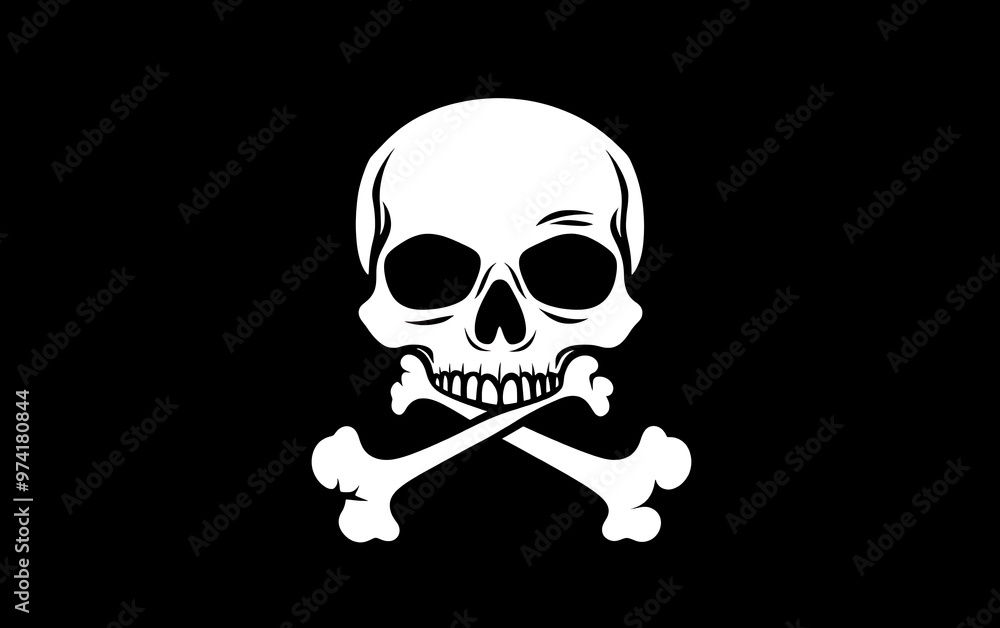 Minimalist Skull and Crossbones Symbol Signifying Toxic Danger in Black and White Design