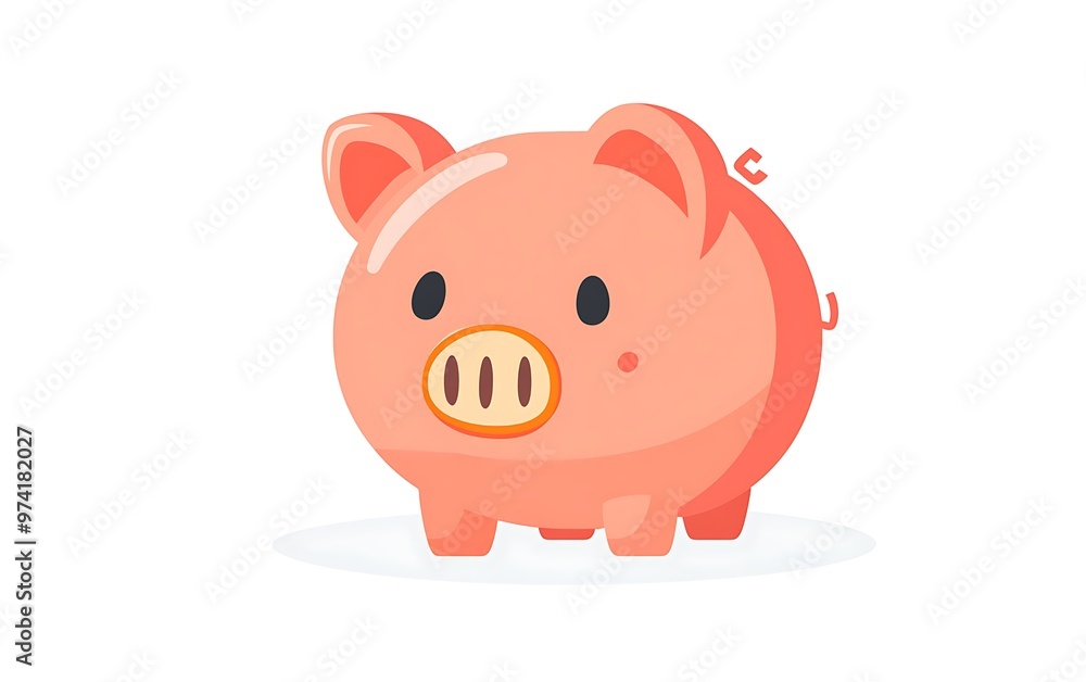 Lonely Empty Piggy Bank with Sad Face - Minimalist Flat Vector Design on White Background Lonely Empty Piggy Bank with Sad Face - Minimalist Flat Vector Design on White Background