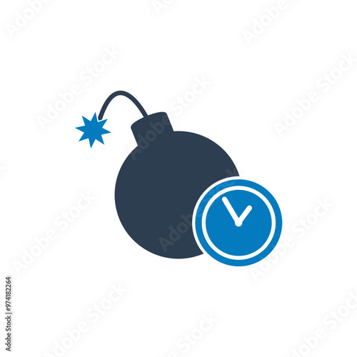 Deadline Icon. With Boom and Clock Symbols. Editable Flat Vector Illustration.