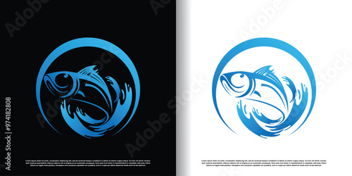 Fish logo with creative concept for business premium vector