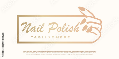 Nail polish logo with creative concept for beauty women premium vector