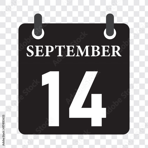 Calendar icon day 14 September, template date days. September Icon. EPS 10.