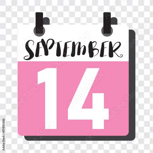 Calendar icon day 14 September, template date days. September Icon. EPS 10.