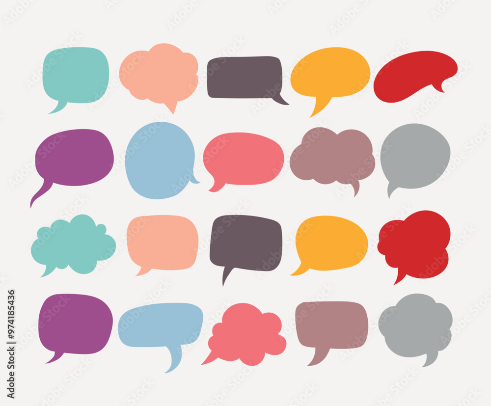 Simple Solid Color Speech Bubbles Collection Simple Solid Color Speech Bubbles Collection