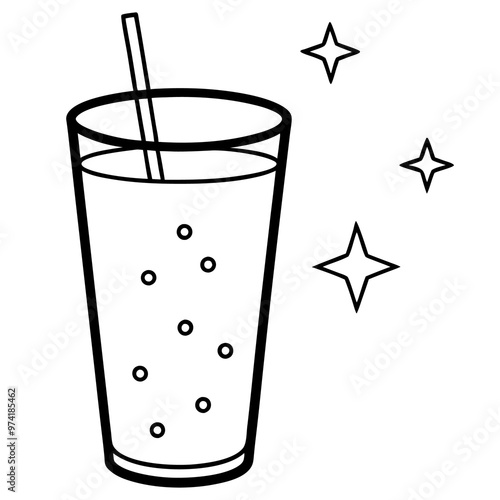 sparkling drink outline coloring book page line art drawing