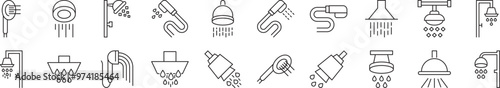 Shower Symbols for Sites and Apps. Illustration for web sites, apps, design, banners and other purposes