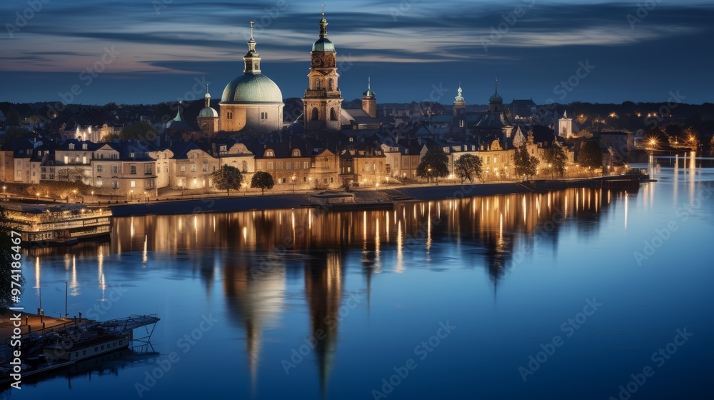 Stunning nighttime cityscape of warsaw, poland s vibrant capital with illuminated skyline Stunning nighttime cityscape of warsaw, poland s vibrant capital with illuminated skyline