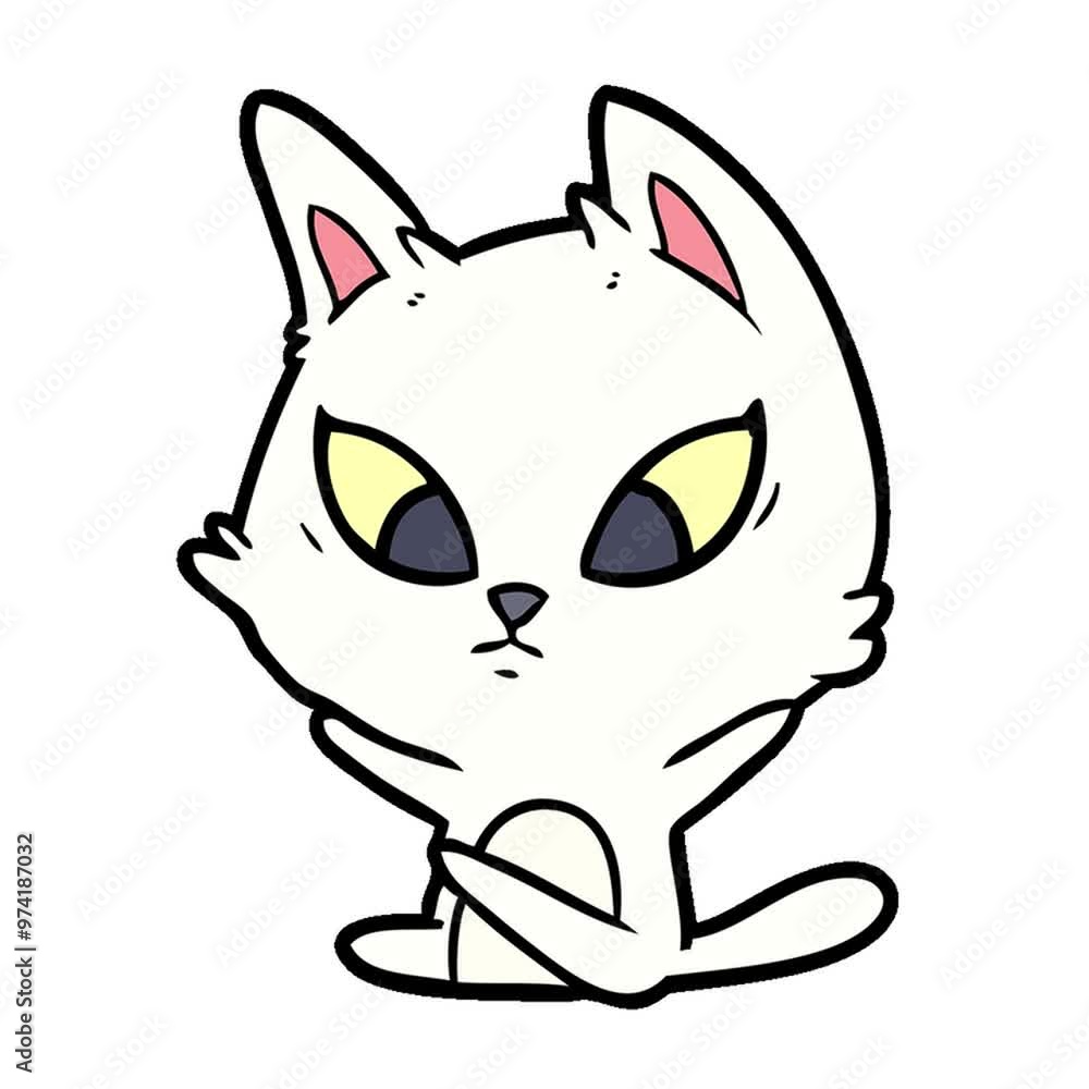 confused cartoon cat sitting