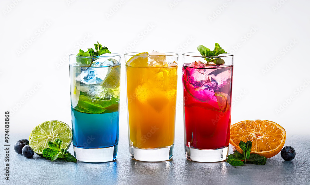 Colorful cocktail on a white background Colorful cocktail on a white background