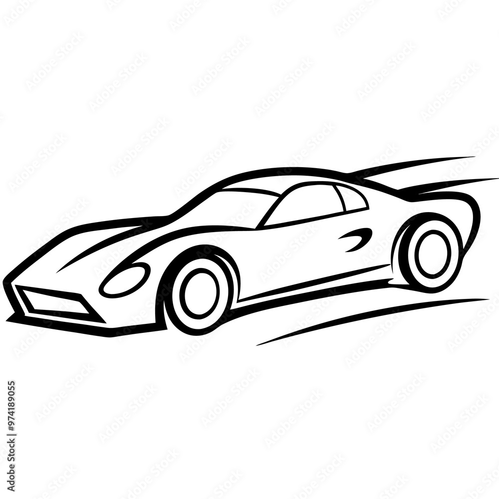 Naklejka premium speedy racing car outline coloring book page line art drawing