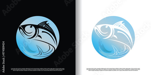 Fish logo with creative concept for business premium vector
