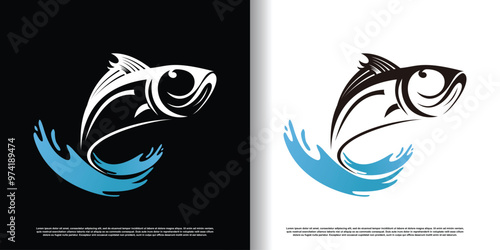 Fish logo with creative concept for business premium vector
