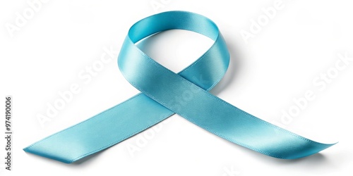 A gentle horizontal light blue ribbon against a crisp white background represents the selfless act of liver donation photo