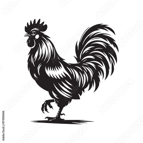 Elegant hen silhouette for artistic media applications - Hen illustration - minimallest hen vector
