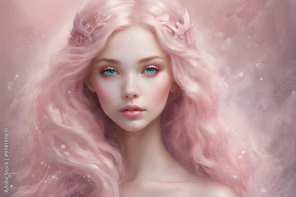 mermaid princess In a soft pink tone, it looks beautiful. mermaid princess In a soft pink tone, it looks beautiful.