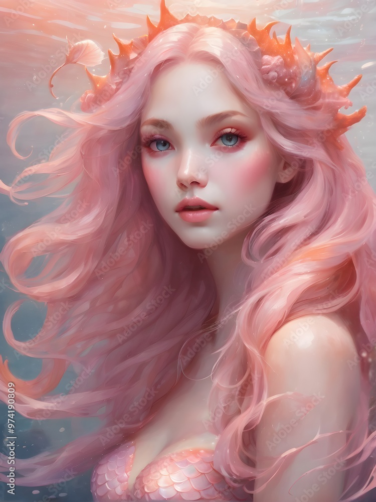 mermaid princess In a soft pink tone, it looks beautiful. mermaid princess In a soft pink tone, it looks beautiful.