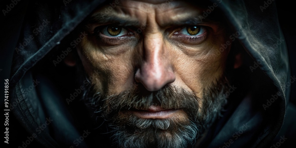 Mysterious and haunting close-up photos of faces in shadows, showcasing darkness and intrigue Mysterious and haunting close-up photos of faces in shadows, showcasing darkness and intrigue