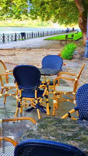 ioannina lake after rain in autumn greece photo