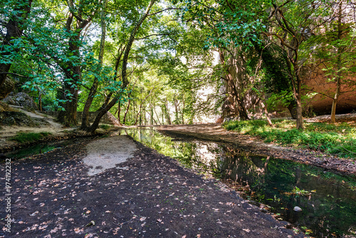 Spilaio Kataraktes forest trail near Sidirokastro, Greece photo