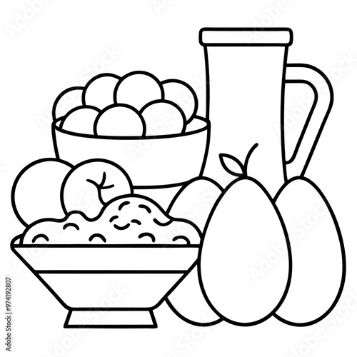spring holiday food outline coloring book page line art drawing