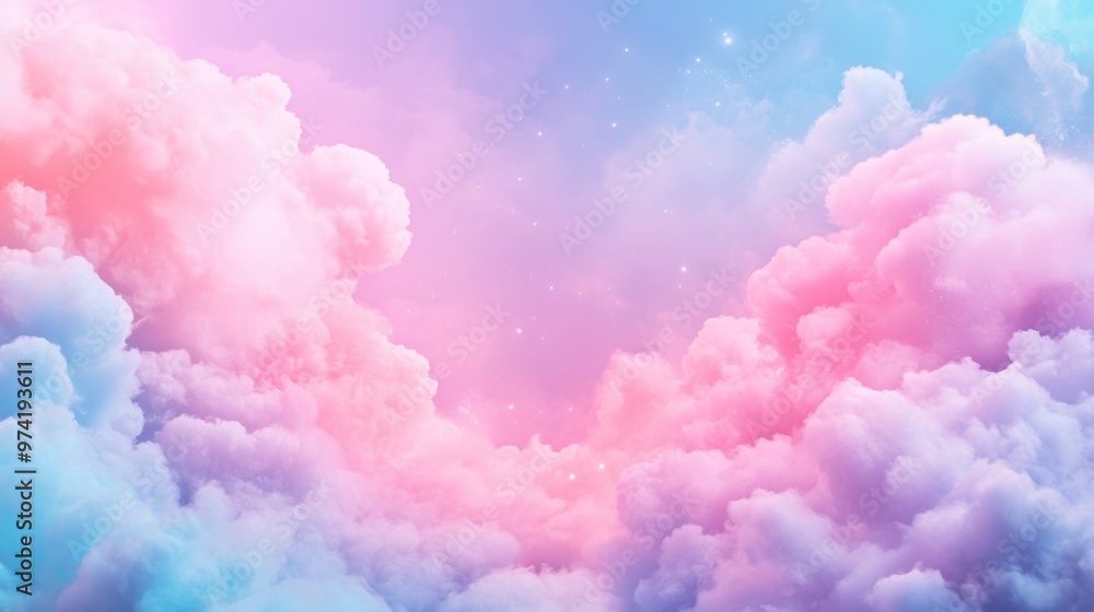 A soft pastel background adorned with light clouds creates a dreamy atmosphere A soft pastel background adorned with light clouds creates a dreamy atmosphere