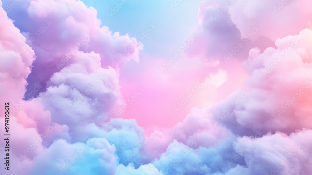 Fototapeta premium A soft pastel background adorned with light clouds creates a dreamy atmosphere