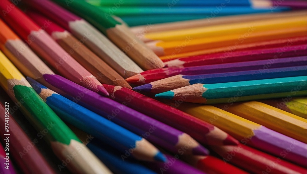 A closeup view of brightly colored pencils A closeup view of brightly colored pencils