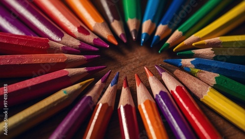 Obraz na płótnie color pencils on black background w salonie