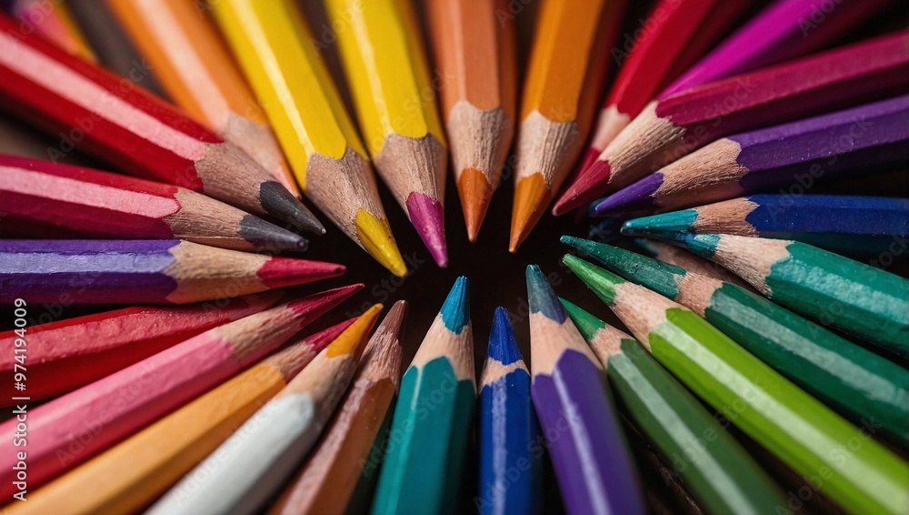 color pencils on white background