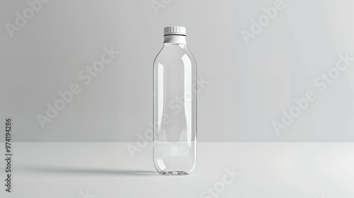 Realistic Water Bottle Mockup Isolated on Clean White Background for Product Branding, Packaging Design, and Professional Advertising Display with Customizable Features