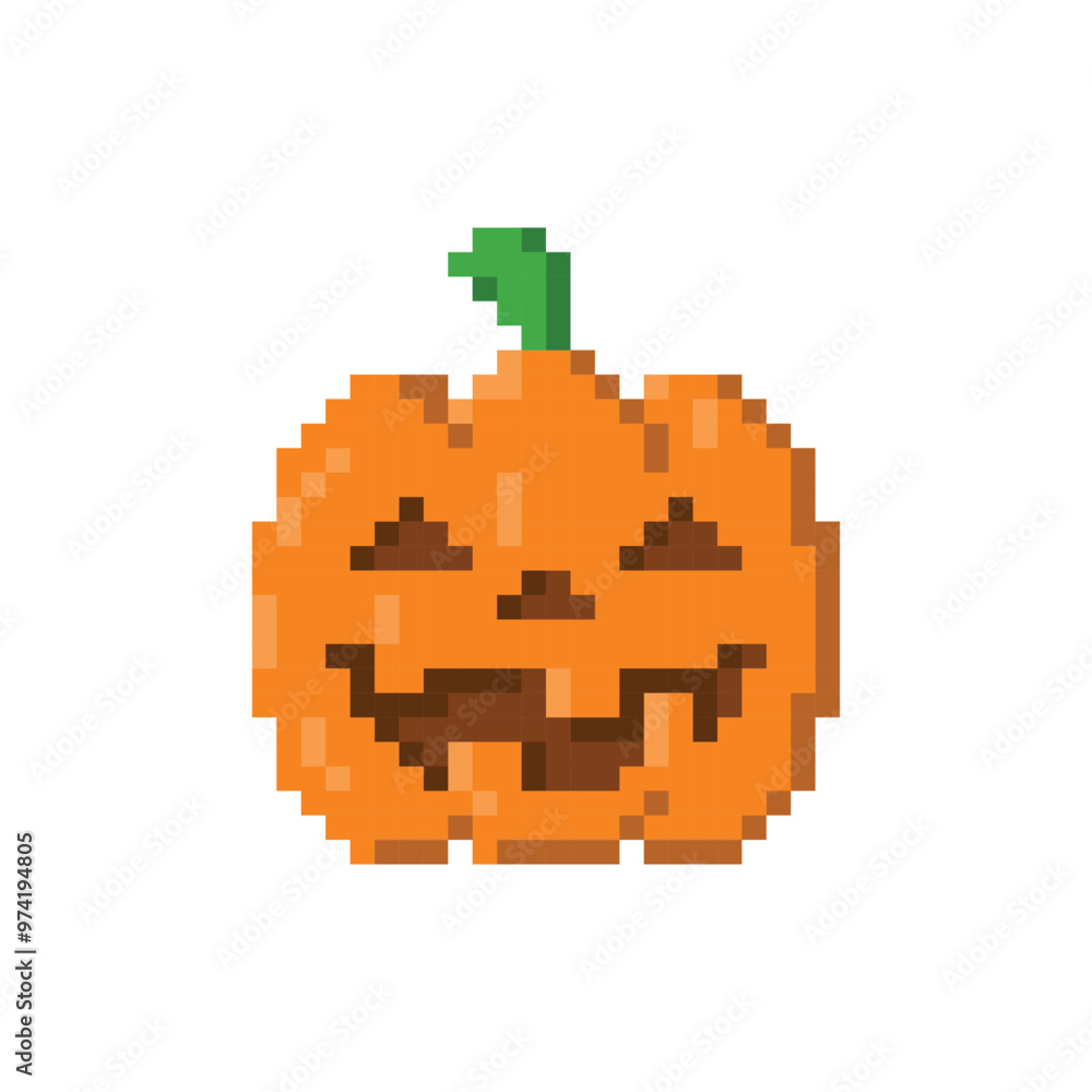 Fototapeta premium Pumpkin for Halloween. Pixel 8bit style