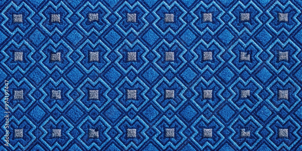 Blue textured carpet with a geometric pattern perfect for interior design projects Blue textured carpet with a geometric pattern perfect for interior design projects