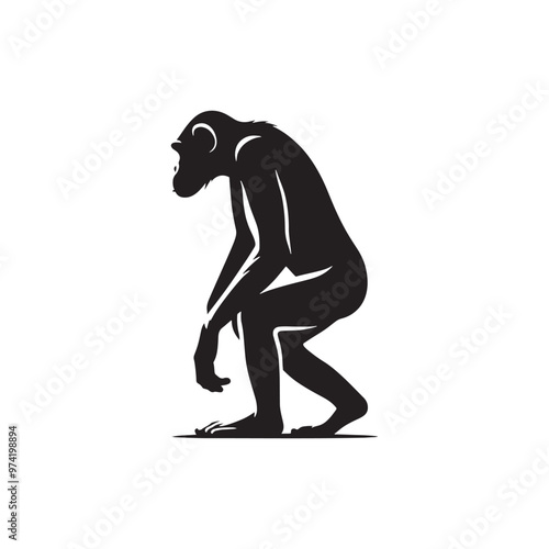 Simplified chimpanzee silhouette for versatile creative artwork - Chimpanzee illustration - minimallest chimpanzee vector
