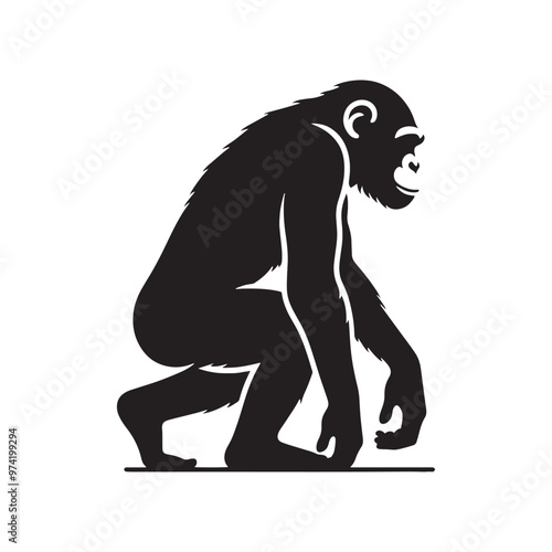 Creative chimpanzee silhouette for diverse artistic projects - Chimpanzee black vector
