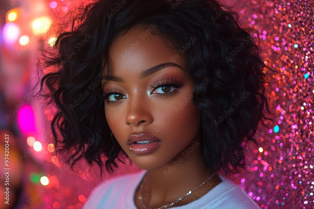 Close-up portrait of a woman with freckled skin, framed by striking orange ruffles, highlighting her natural beauty and intense gaze. Close-up portrait of a woman with freckled skin, framed by striking orange ruffles, highlighting her natural beauty and intense gaze.