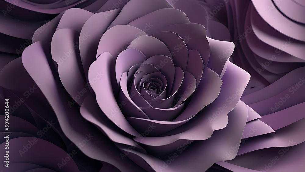 A close-up of a layered paper rose rendered in shades of lavender part of a collection of uploads on a work management portal A close-up of a layered paper rose rendered in shades of lavender part of a collection of uploads on a work management portal