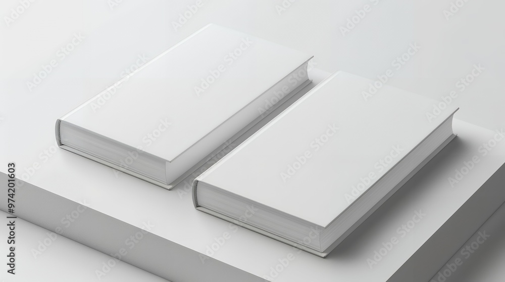 Minimalist Mockup of Two Closed White Books on Clean White Background for Publishing Branding, Book Cover Design, and Professional Stationery Presentation Minimalist Mockup of Two Closed White Books on Clean White Background for Publishing Branding, Book Cover Design, and Professional Stationery Presentation