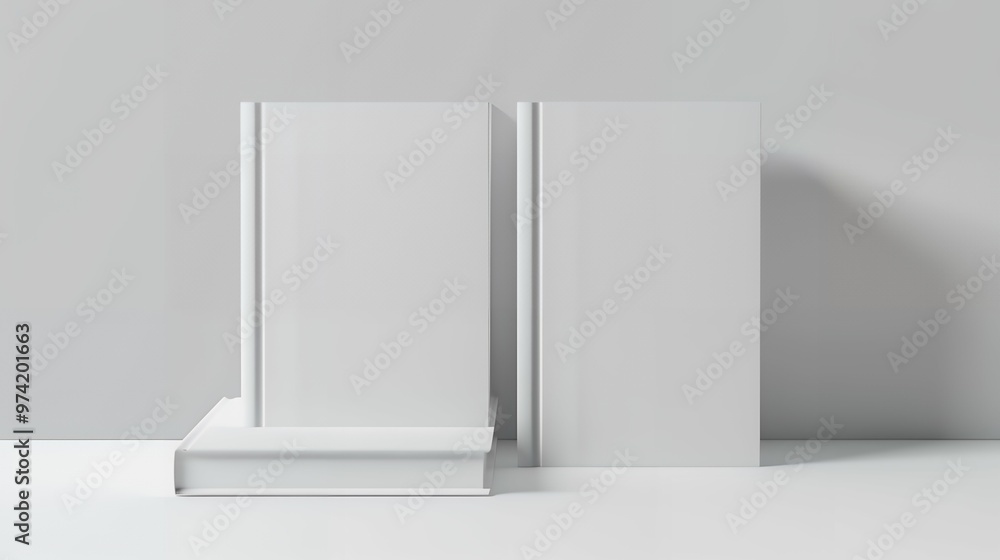 Minimalist Mockup of Two Closed White Books on Clean White Background for Publishing Branding, Book Cover Design, and Professional Stationery Presentation Minimalist Mockup of Two Closed White Books on Clean White Background for Publishing Branding, Book Cover Design, and Professional Stationery Presentation