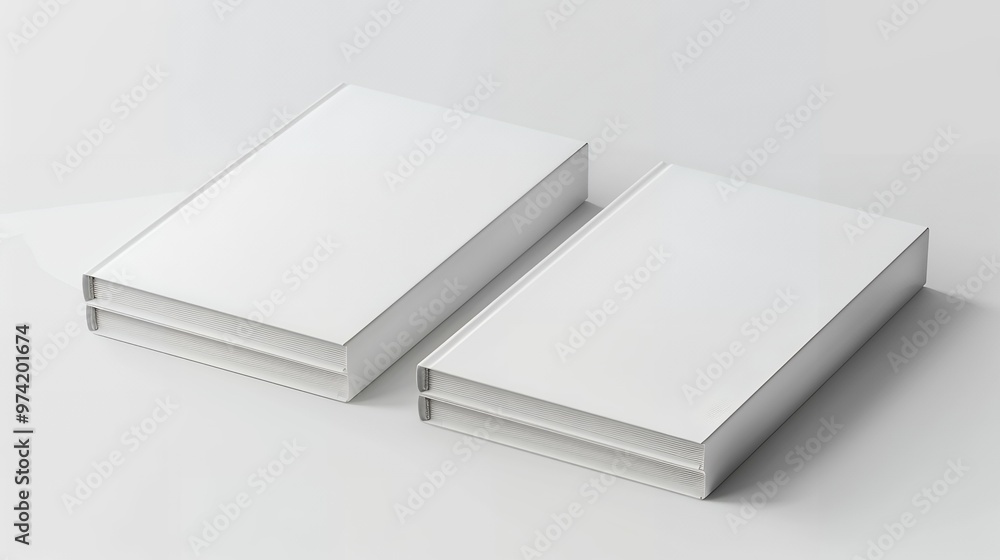 Minimalist Mockup of Two Closed White Books on Clean White Background for Publishing Branding, Book Cover Design, and Professional Stationery Presentation Minimalist Mockup of Two Closed White Books on Clean White Background for Publishing Branding, Book Cover Design, and Professional Stationery Presentation